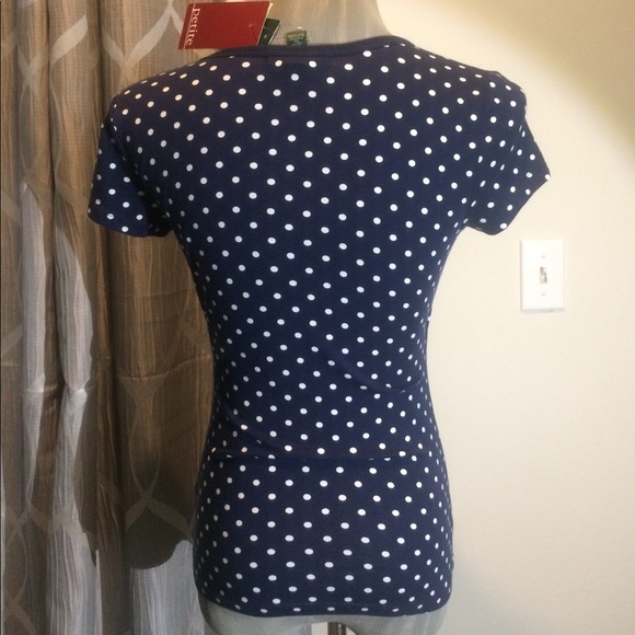 Ralph Lauren Navy Polka Dot Faux Wrap Blouse - Picture 3 of 7